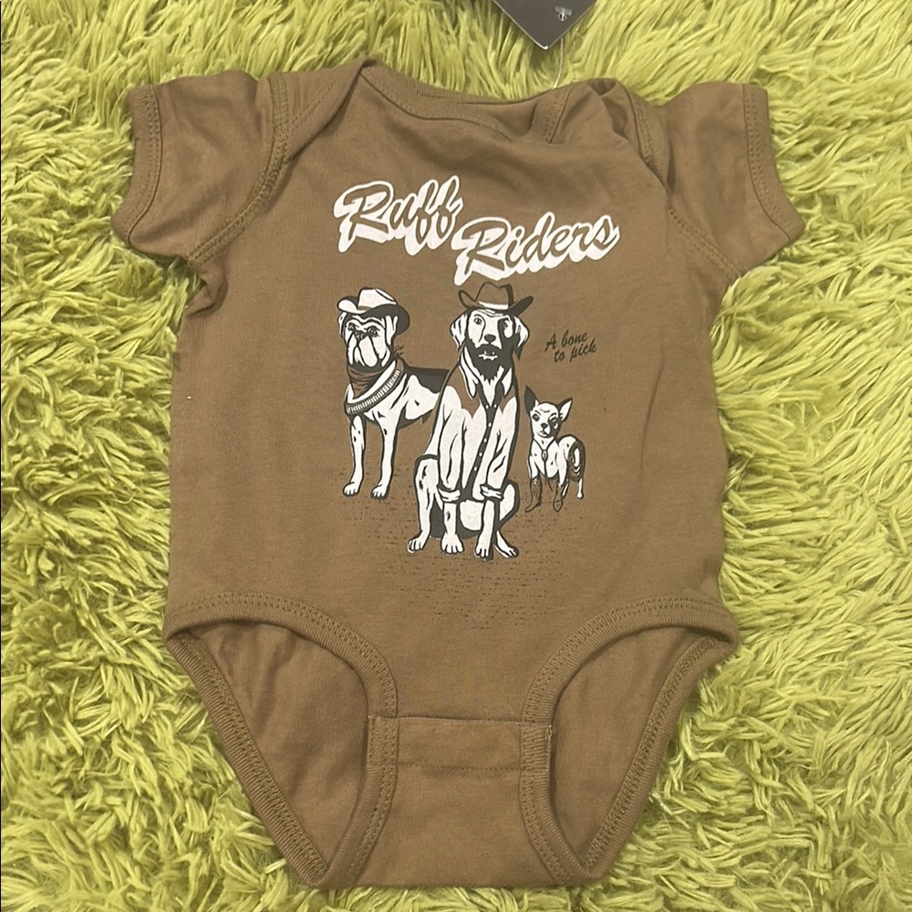 Playful Brown Bodysuit with Cartoon Dog Design